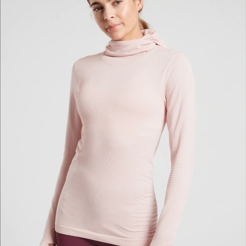 Athleta Blush Pink Flurry Balaclava Ribbed Long-Sleeve Top